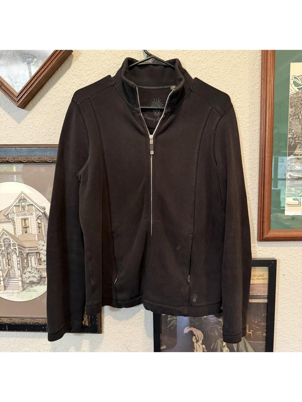 Vintage 00s‎ Tommy Bahama Men's Black Full Zip Designer Sweater Size Medium